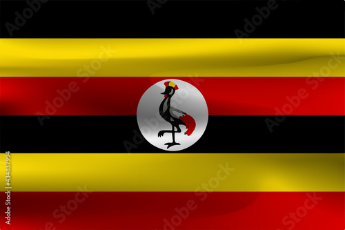 Uganda flag with beautiful wrinkles and beautiful flying flags.