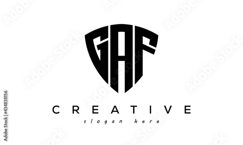 GAF letter creative logo with shield	