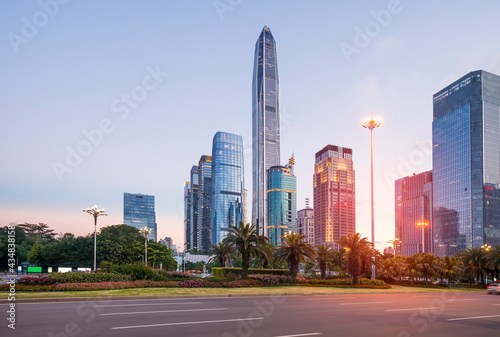 Shenzhen  China cityscape in the civic center district