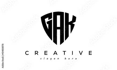 GAK letter creative logo with shield	 photo