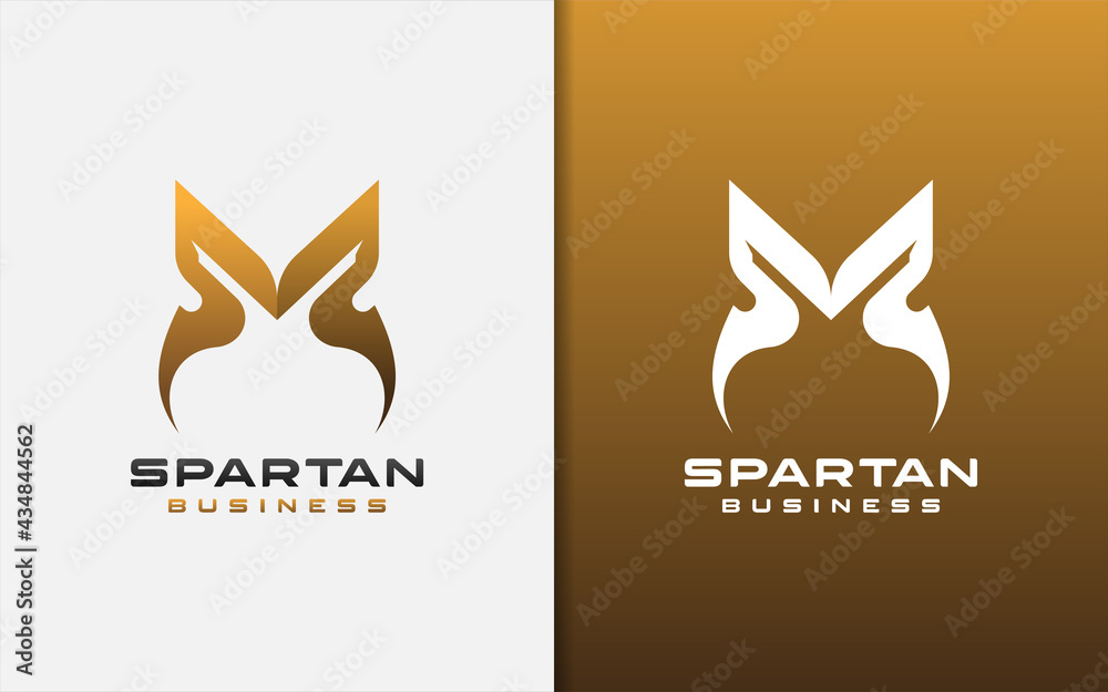 Fototapeta premium Abstract Initial Letter M or Double S with Strong Spartan Concept Logo Design. Vector Graphic Illustration.