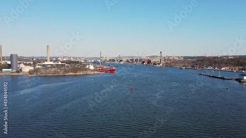 Aerial View Of Harbour Along Gota Alv River With Alvsborgsbron Bridge In Gothenburg, Sweden. photo