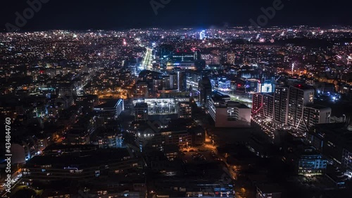 Wallpaper Mural Drone footage of Sofia  during night Time Lapse. Hyper Lapse Torontodigital.ca
