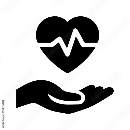 Heart disease prevention icon, vector and glyph