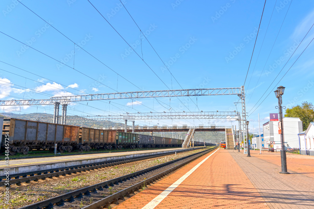 Fototapeta premium Landscape with a view of the railway