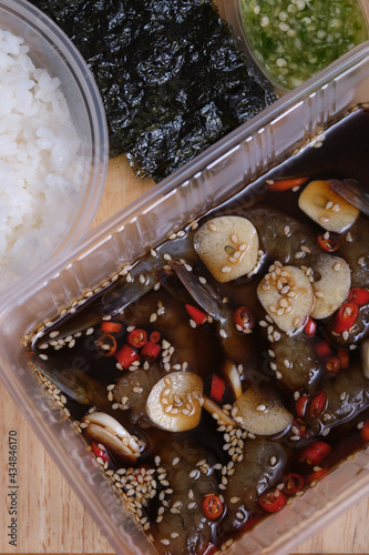 Korean Soy Sauce Pickled Shrimp in box set witch rice