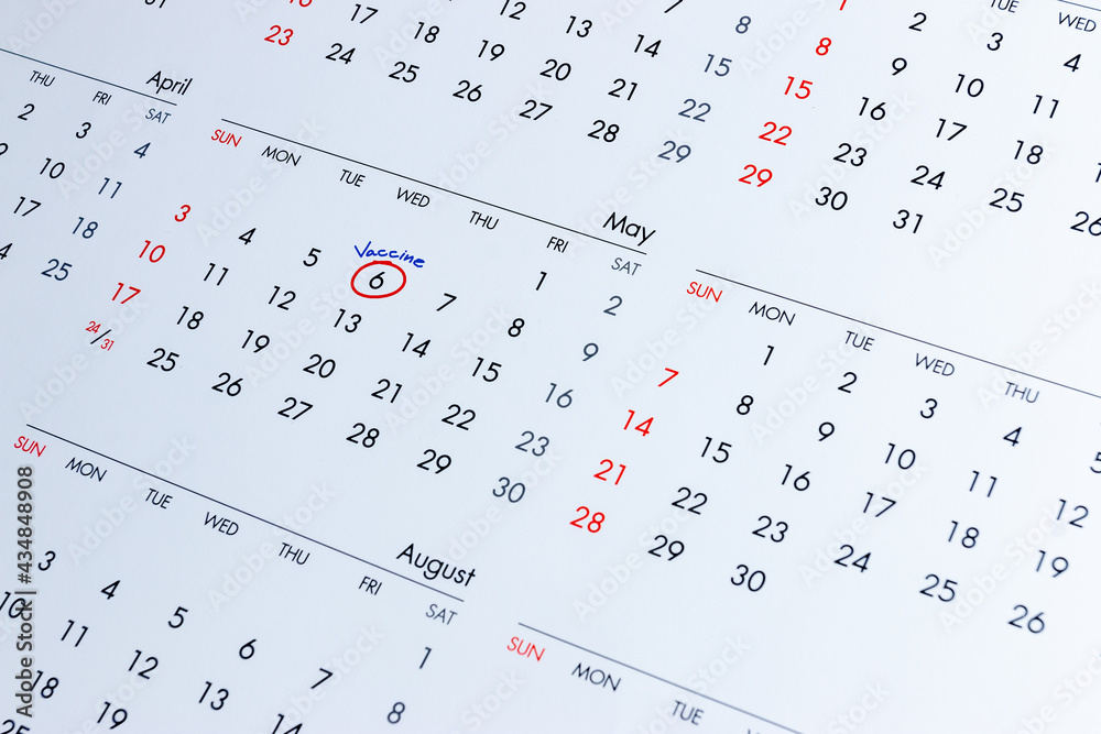 COVID-19 vaccination plan Written on the calendar to prepare COVID-19 vaccination plan Written on the calendar to prepare