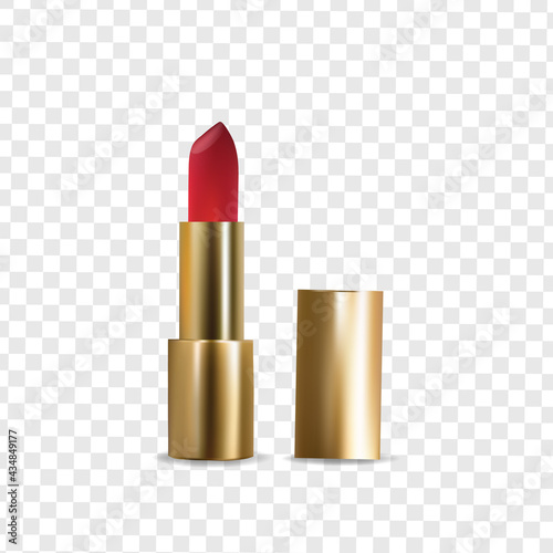 Gold lipstick - isolated on Vector Illustration of realistic 3D transparent background