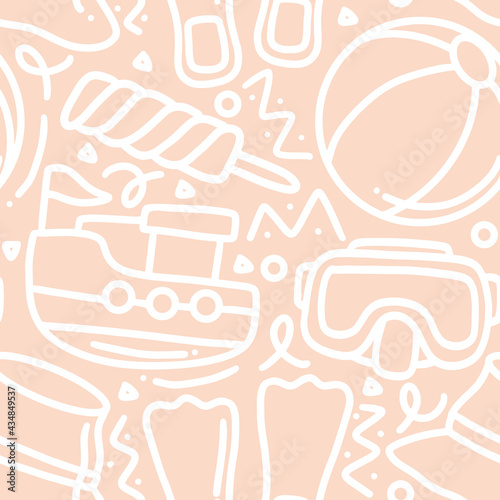 doodle set of sea holiday hand drawing