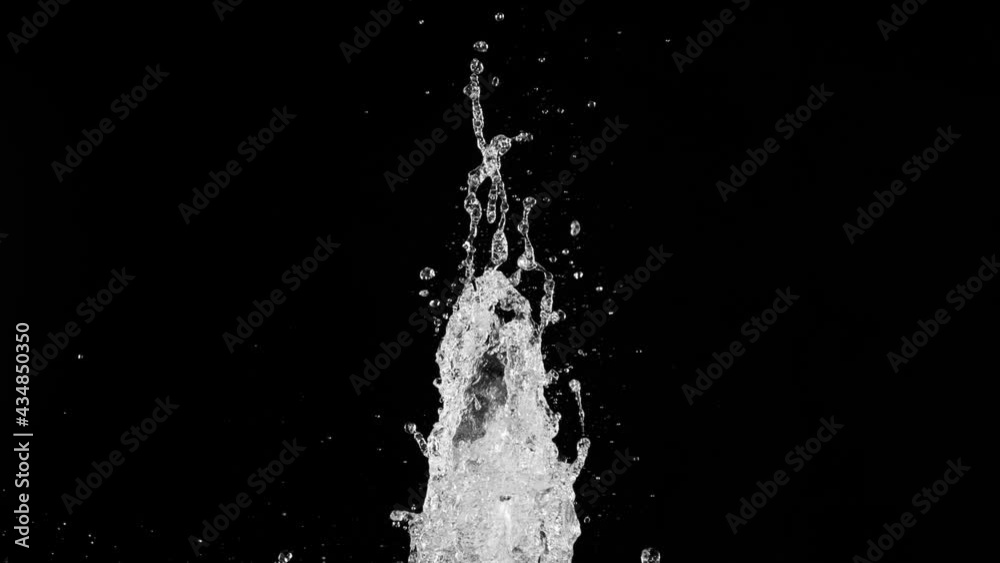 Super slow motion of splashing water isolated on black background. Filmed on high speed cinema camera, 1000 fps. Super slow motion of splashing water isolated on black background. Filmed on high speed cinema camera, 1000 fps.