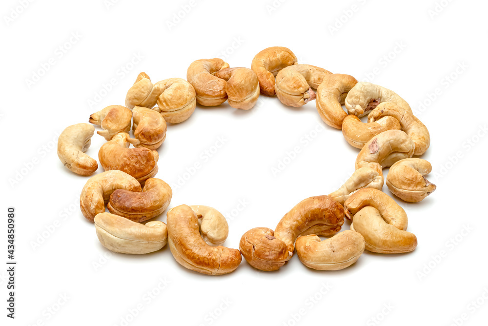 fried cashew nuts isolated on white background fried cashew nuts isolated on white background