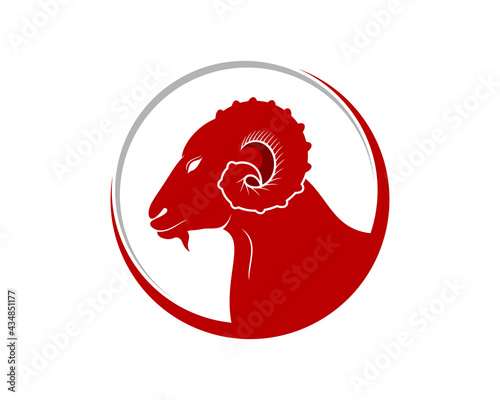 Goat head in the circle logo