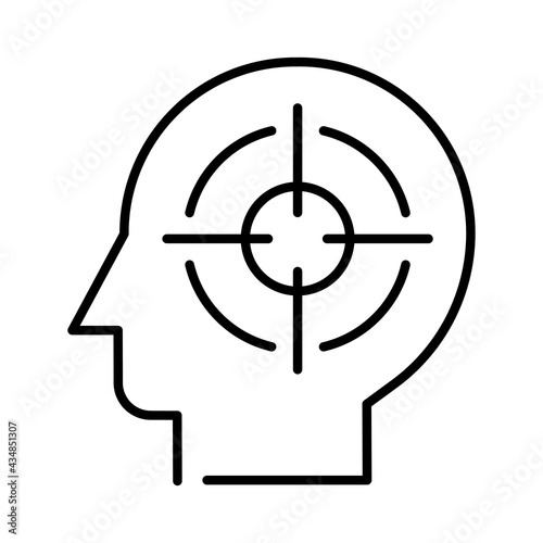 Monochrome headhunting icon vector illustration. Professional recruiting, hr selection with aiming