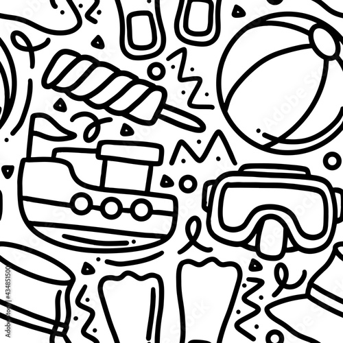 doodle set of sea holiday hand drawing