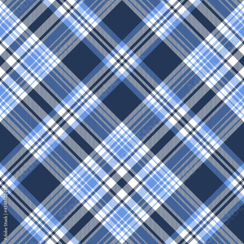 Plaid pattern blue white ombre texture. Seamless large bright colorful tartan check vector graphic for flannel shirt, skirt, scarf, blanket, duvet, other modern spring summer fashion fabric design.