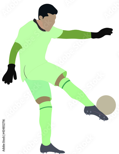 Arquero pateando la pelota. Fondo transparente