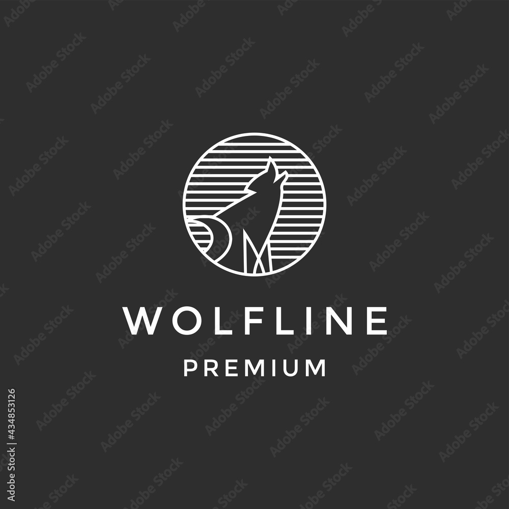 wolf design vector logo template on black background