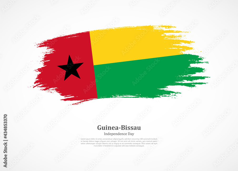 Happy independence day of Guinea-Bissau with national flag on grunge texture