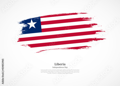 Happy independence day of Liberia with national flag on grunge texture