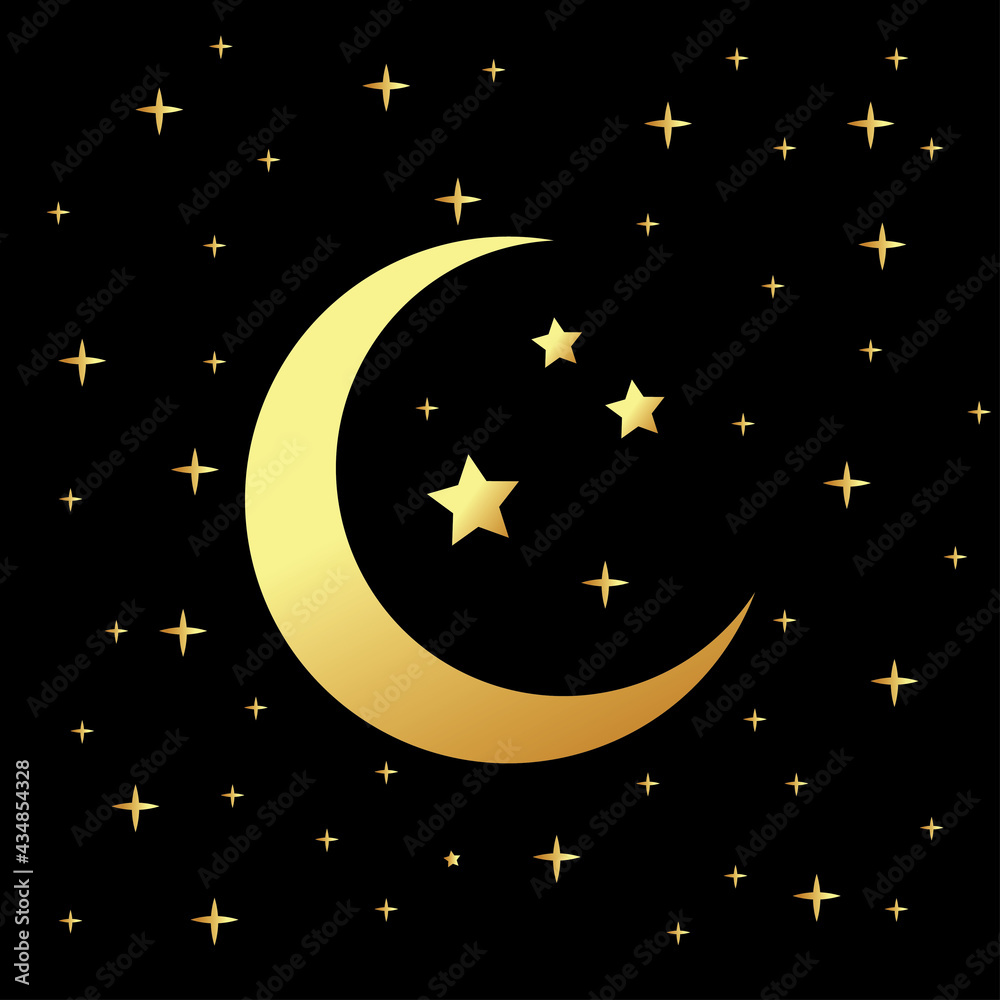 Obraz premium Moon icon vector. Moon an star icon. Logo illustration on white background. Flat design style.