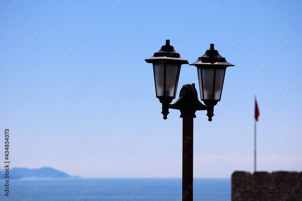 street lamp on the background of the blue spring sky