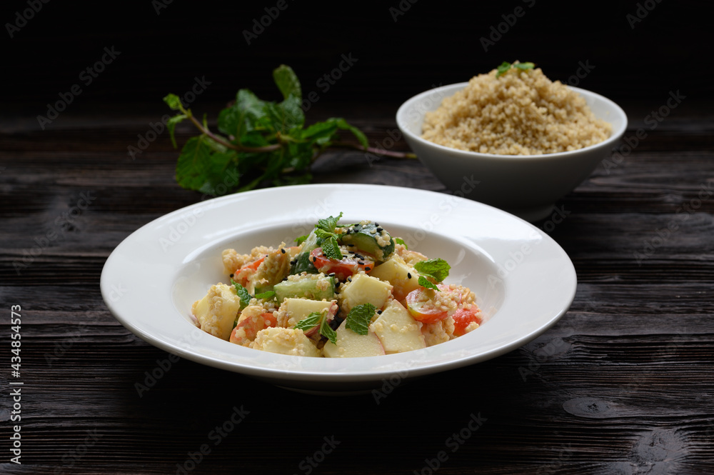 Dietary food apple qunoa salad with cucumber Dietary food apple qunoa salad with cucumber