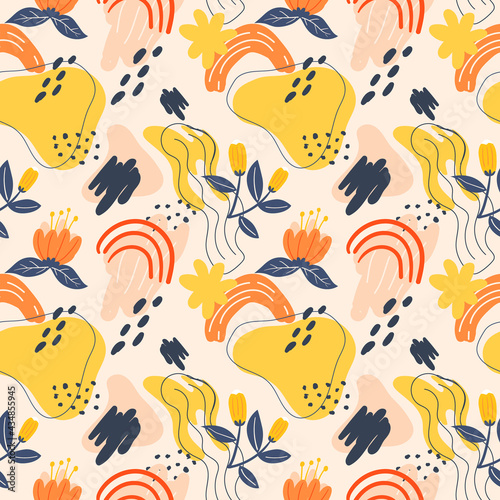 seamless pattern flowers and element design