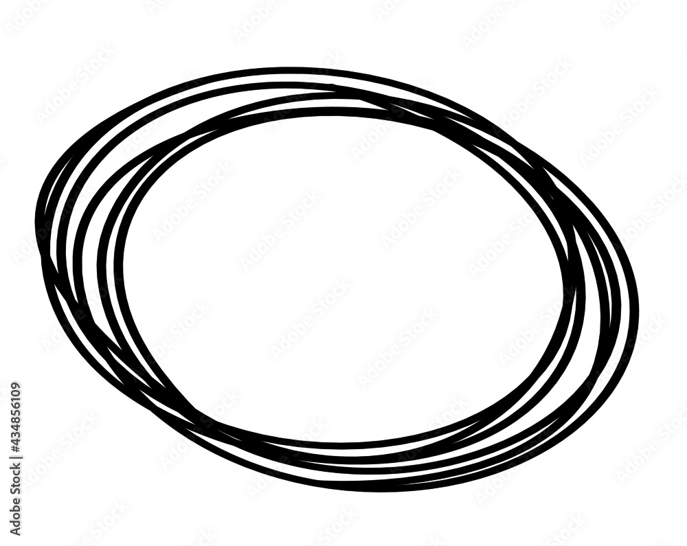 Abstract black oval as line drawing on white as background. Abstract black oval as line drawing on white as background.