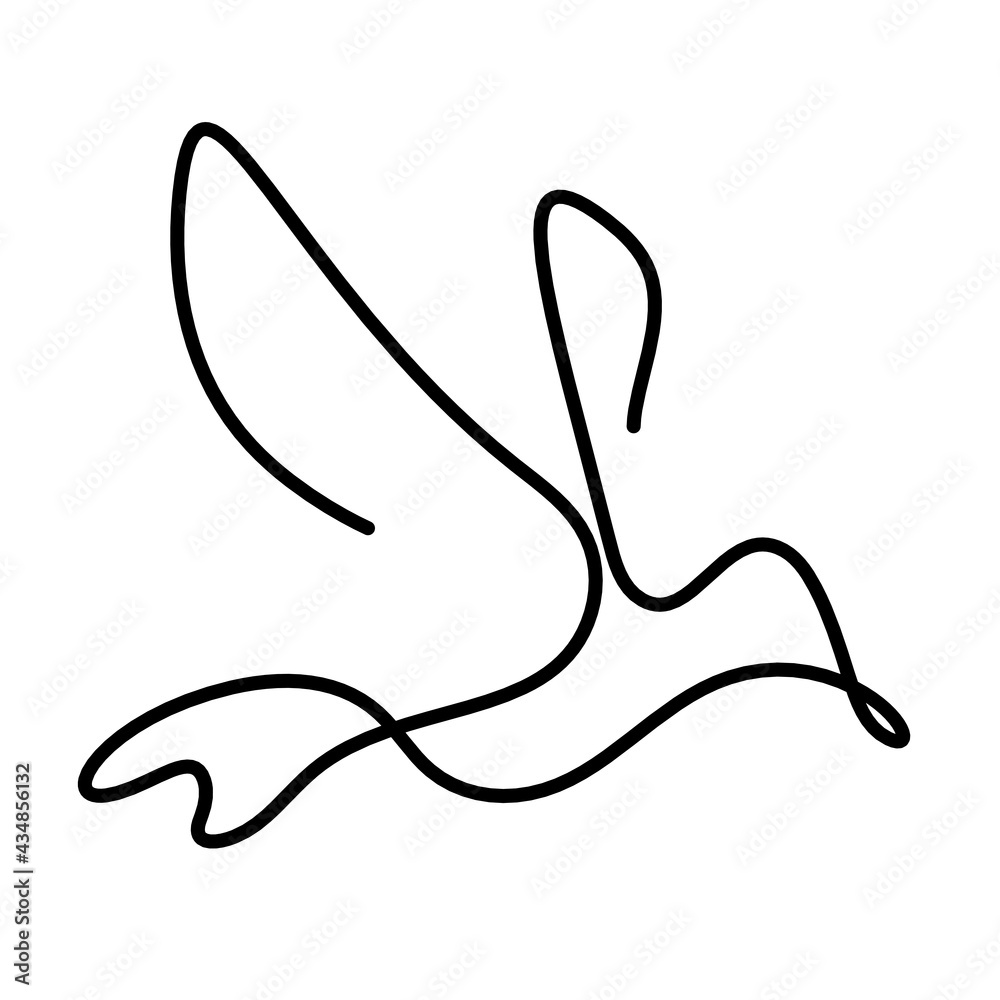 Obraz premium Silhouette of abstract birds in line on white