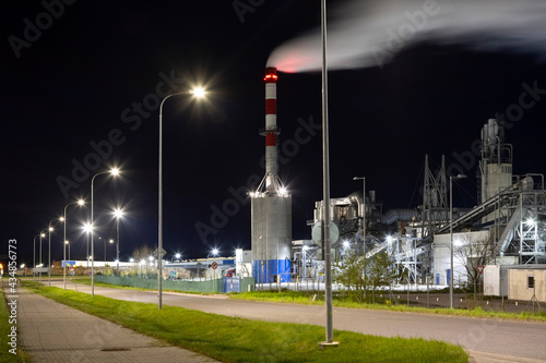 road in the industrial zone with modern LED lighting