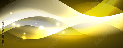 Shiny glowing neon wave, light lines abstract background. Magic energy and motion concept. Vector wallpaper template
