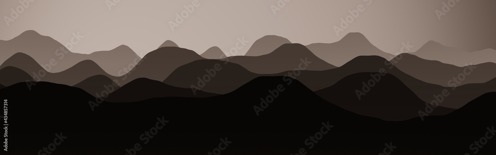 creative orange hills in the night digital art texture illustration