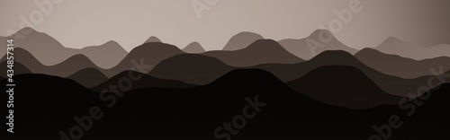 creative orange hills in the night digital art texture illustration