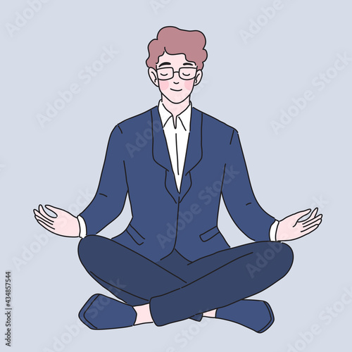businessman meditation character illustration