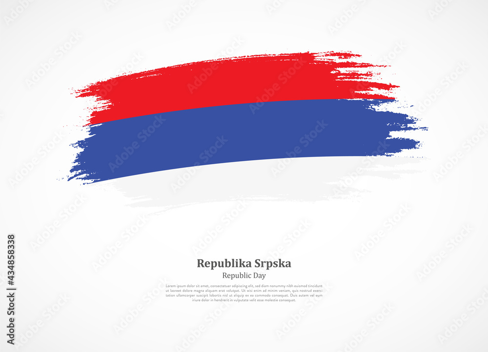 Fototapeta premium Happy republic day of Republika Srpska with national flag on grunge texture