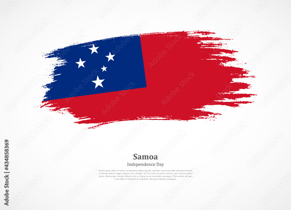 Happy independence day of Samoa with national flag on grunge texture Happy independence day of Samoa with national flag on grunge texture