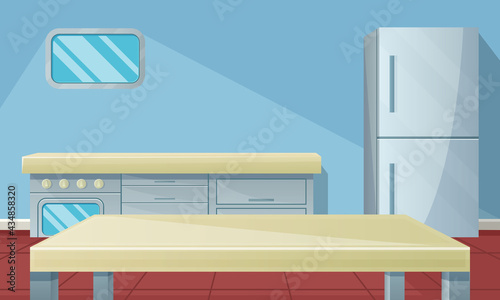 illustration of  modern kitchen with dinner table vector
