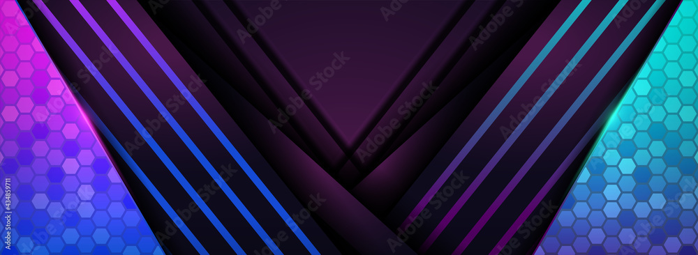Modern Futuristic Background with Purple and Shinny Blue Concept.