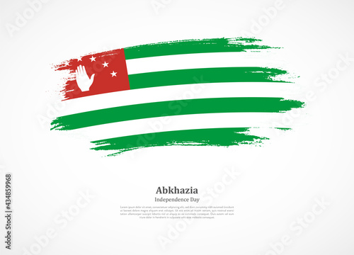 Happy independence day of Abkhazia with national flag on grunge texture