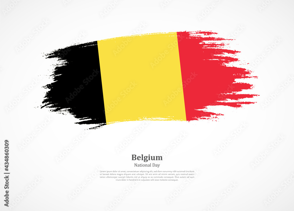 Obraz premium Happy independence day of Belgium with national flag on grunge texture