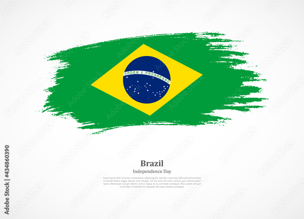 Happy independence day of Brazil with national flag on grunge texture