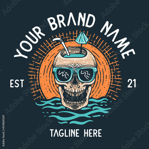 summer vibe design with dead skull
