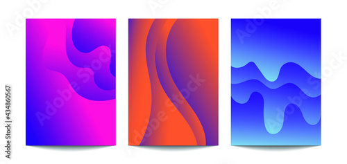 Abstract background paper Pink blue and orange.A4 abstract color 3d paper art illustration set.Vector design layout for banners presentations,posters and invitations.flyer design.Modern design.wave.