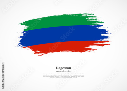 Happy independence day of Dagestan with national flag on grunge texture