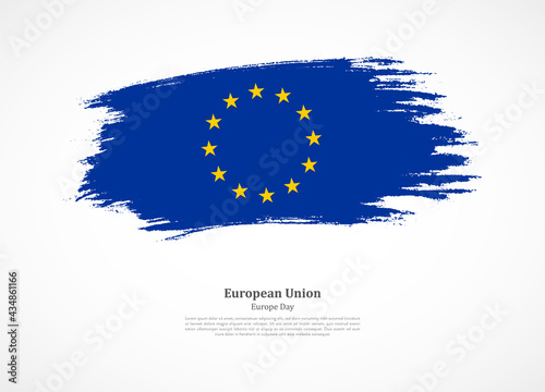 Happy europe day of European Union with national flag on grunge texture