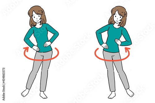 便秘体操をする女性のイラスト