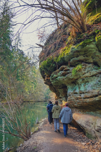 he Schwarzach Gorge is a popular hiking destination near Nuernberg in Middle Franconia (Bavaria/Germany). The path leads from Feucht to Schwarzenbruck. The sandstone is typical for this ravine.