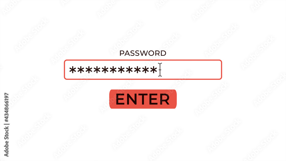 Typing on Password Column and Clicking Enter Button Computer on White Background Typing on Password Column and Clicking Enter Button Computer on White Background
