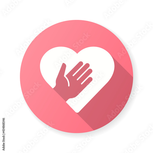 Volunteer icon with long shadow for graphic and web design.