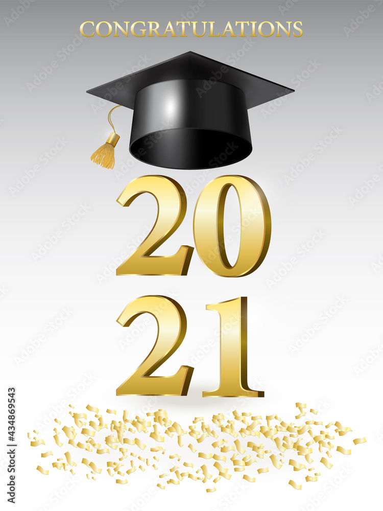 Congratulations on Your 2021 Graduations with Gold Confetti, Graduation